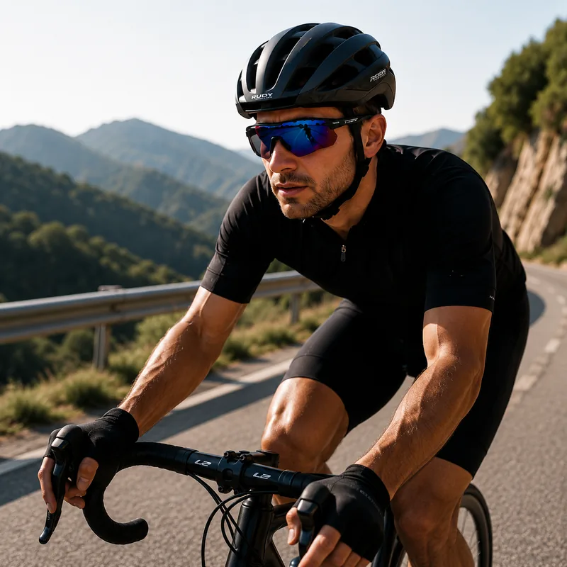 Ciclismo con occhiali sportivi